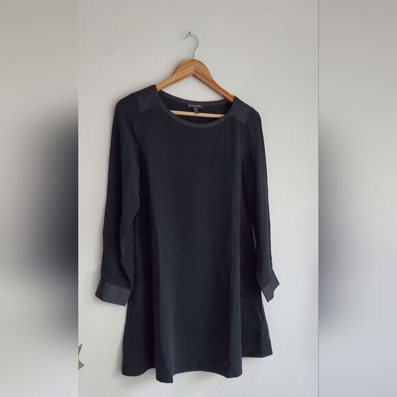 Eileen Fisher Petite Black Long Sleeve Tunic Dress Size PS - Picture 2 of 8